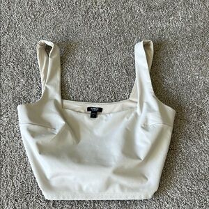 Express Cream Faux Leather Women's cropped tank